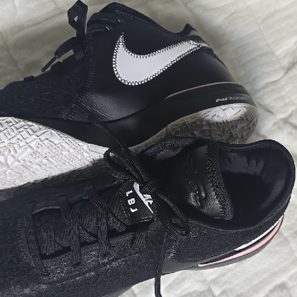 Nike Black and White LBJ Zoom Sneakers